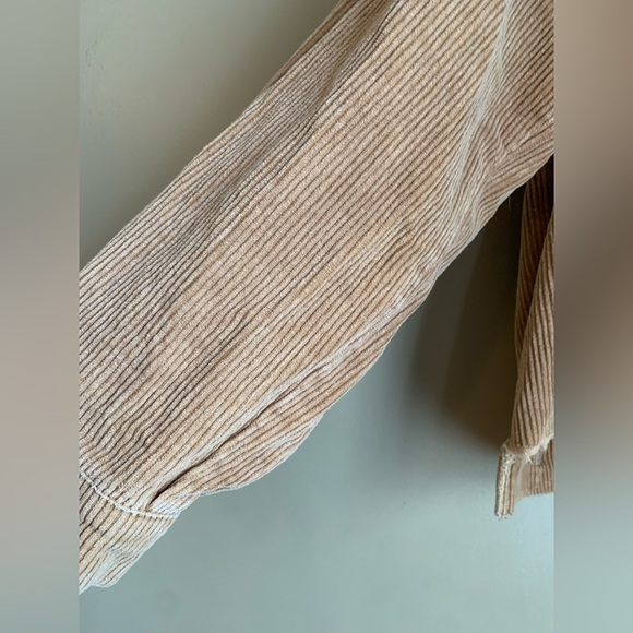 POL tan Rough Fringe Corduroy Jacket studded coat distressed boho coastal - Picture 3 of 11